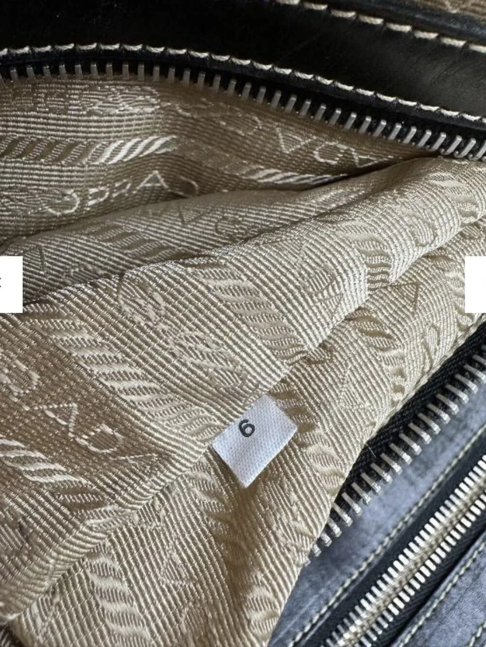 Authentic Prada Beige Canvas Duffel with Brown Leather Trim